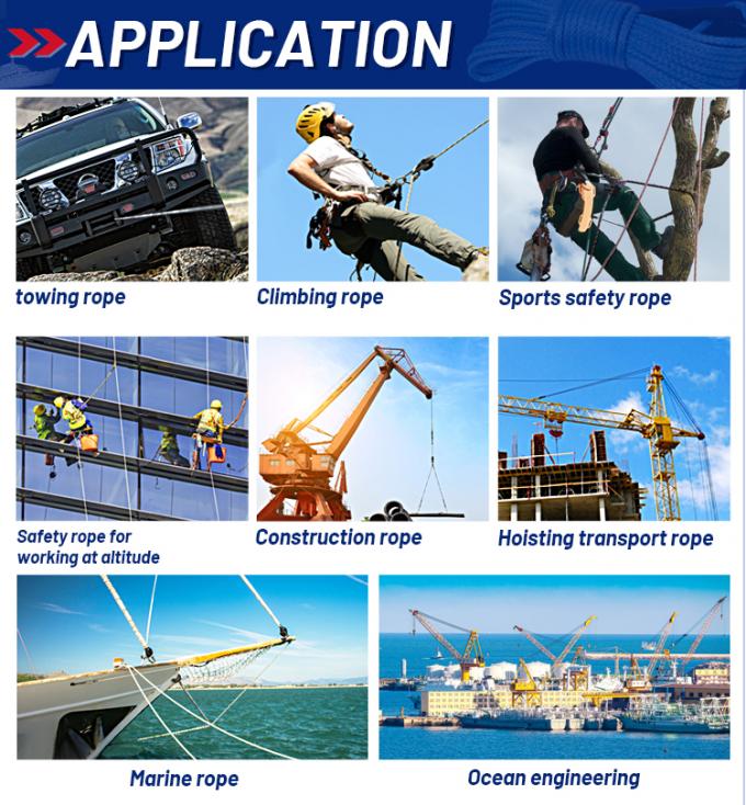 ABS تایید شده 12 رشته UHMWPE طناب با پوشش پلی استر دو برابر 32mmx500m 9
