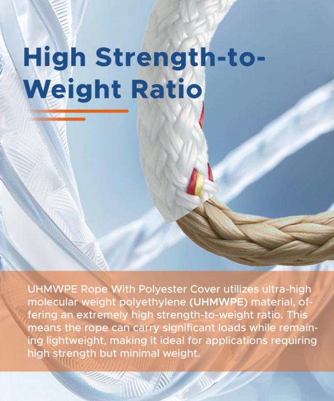 طناب دوگانه UHMWPE پوشه پلی استری 56mmx240m با حلقه چشم جفت 1