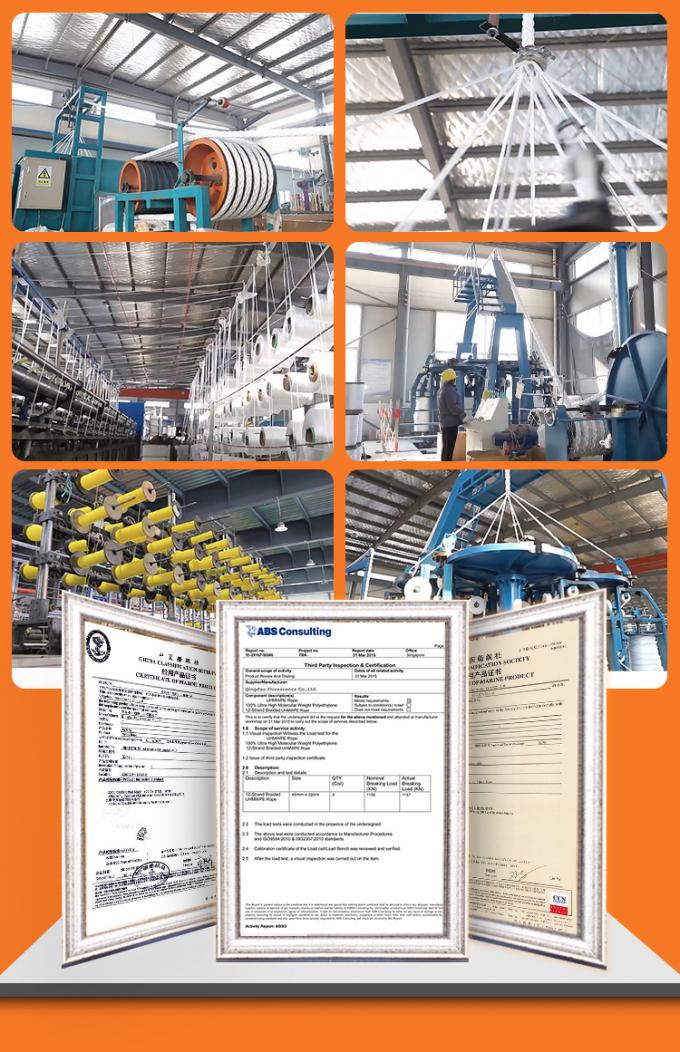 طناب دوگانه UHMWPE پوشه پلی استری 56mmx240m با حلقه چشم جفت 9