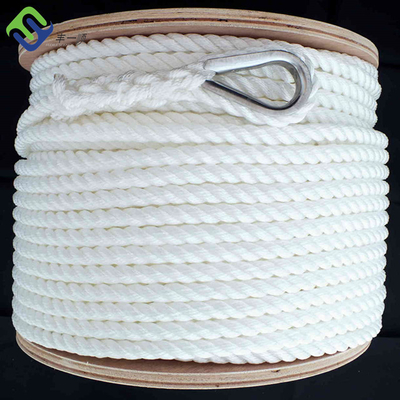 14mm White 3 Strand Nylon Anchor Rope X 100m طناب دریایی برای قایق