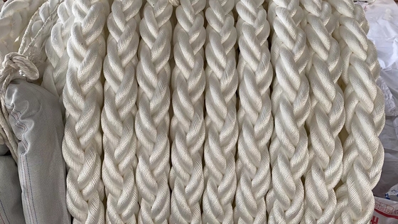 طناب لنگر انداختن فیبر دریایی نایلونی 8 رشته ای سفید بافته شده دوگانه، طناب چند رشته ای دریایی قایق