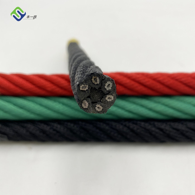 طناب ترکیبی پلی استر پیچ خورده 6*8 FC 16 میلی متری 6 رشته با هسته فلزی